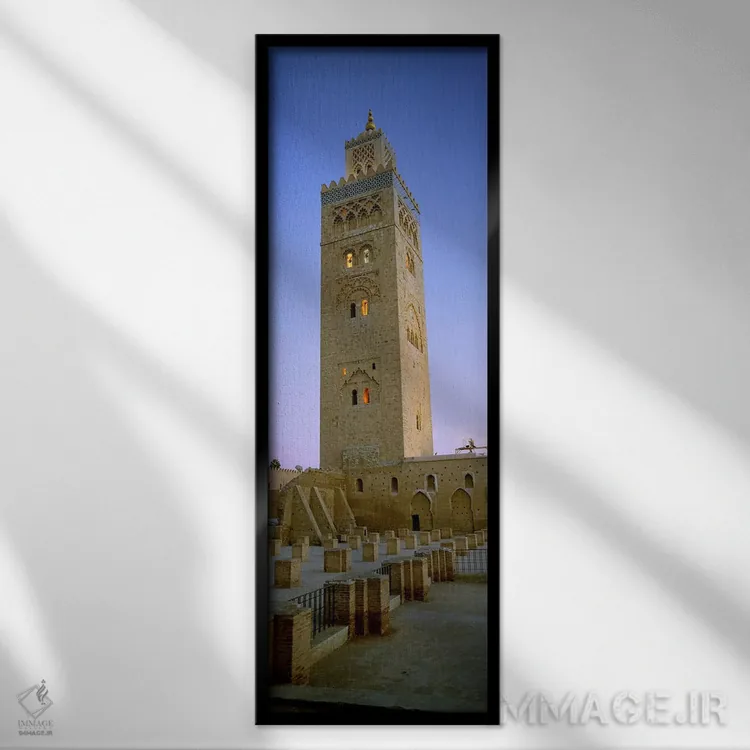 تابلو دکوراتیو Koutoubia Mosque, Marrakech, Morocco,نمای پایین از منار… اثر پانورامیک ایمجز - نمای قابدار مشکی