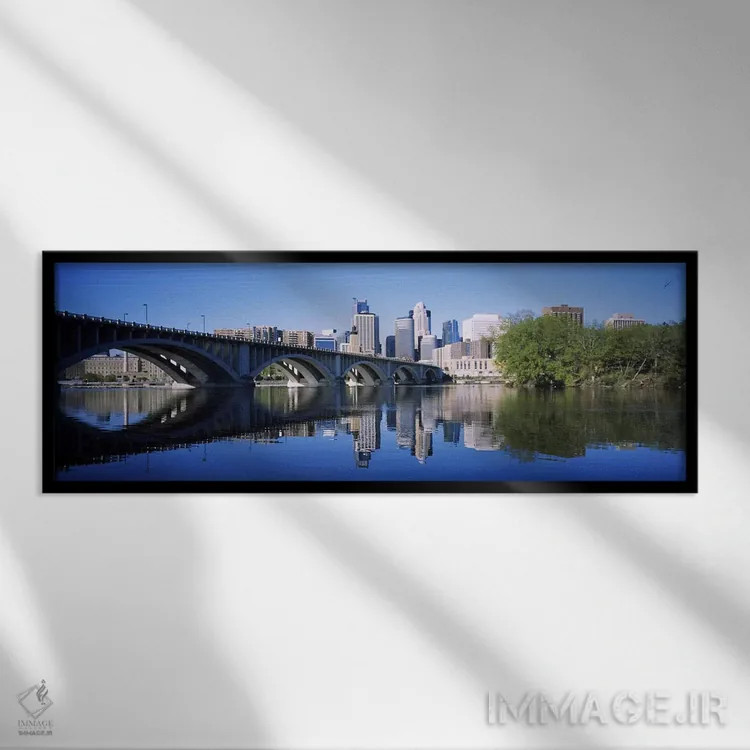 تابلو دکوراتیو Hennepin County, Minnesota, USA,پل قوسی بر فراز رودخانه… اثر پانورامیک ایمجز - نمای قابدار مشکی