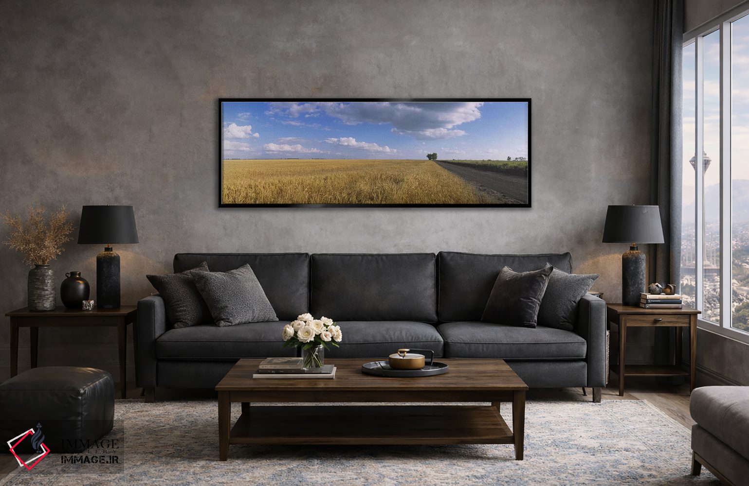 تابلو دکوراتیو North Dakota, USA,ابرها بر فراز مزرعه گندم، داکوتای شما… اثر پانورامیک ایمجز - D5B