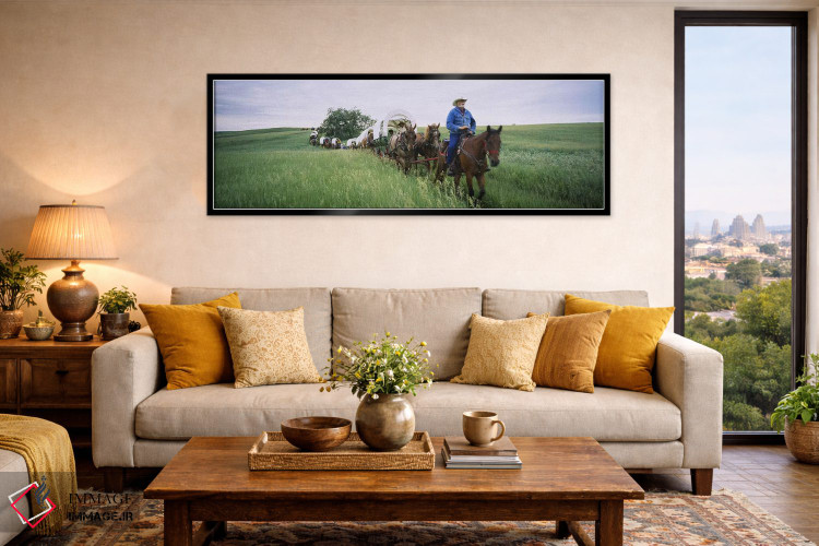 تابلو دکوراتیو North Dakota, USA,بازسازی تاریخی گاری های سرپوشیده در ی… اثر پانورامیک ایمجز - D6B