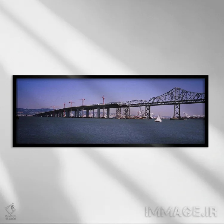 تابلو دکوراتیو Bay Bridge, Treasure Island, Oakland, San Francisco, Ca… اثر پانورامیک ایمجز - نمای قابدار مشکی