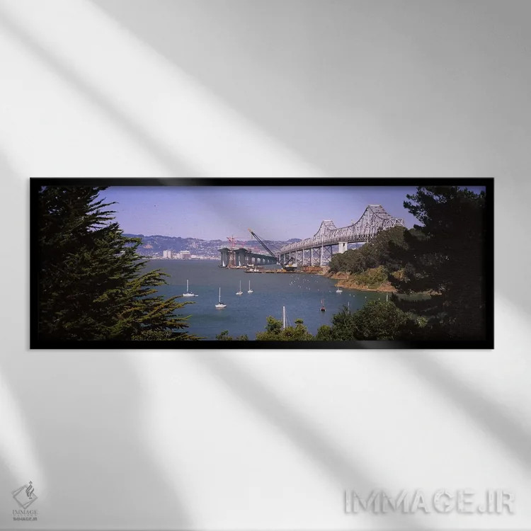 تابلو دکوراتیو Bay Bridge, Treasure Island, Oakland, San Francisco, Ca… اثر پانورامیک ایمجز - نمای قابدار مشکی