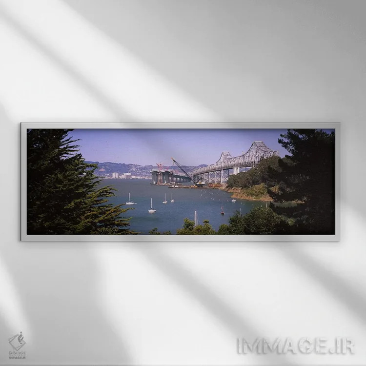 تابلو دکوراتیو Bay Bridge, Treasure Island, Oakland, San Francisco, Ca… اثر پانورامیک ایمجز - نمای قابدار سفید