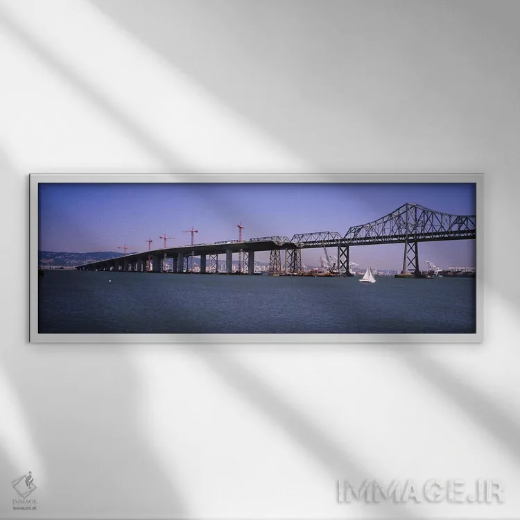 تابلو دکوراتیو Bay Bridge, Treasure Island, Oakland, San Francisco, Ca… اثر پانورامیک ایمجز - نمای قابدار سفید