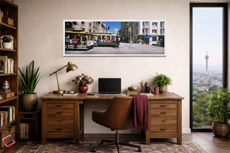تابلو دکوراتیو Downtown, San Francisco, California, USA,دو واگن کابلی… اثر پانورامیک ایمجز - D1W