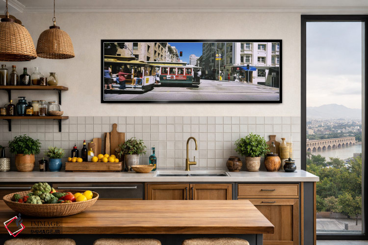 تابلو دکوراتیو Downtown, San Francisco, California, USA,دو واگن کابلی… اثر پانورامیک ایمجز - D3B