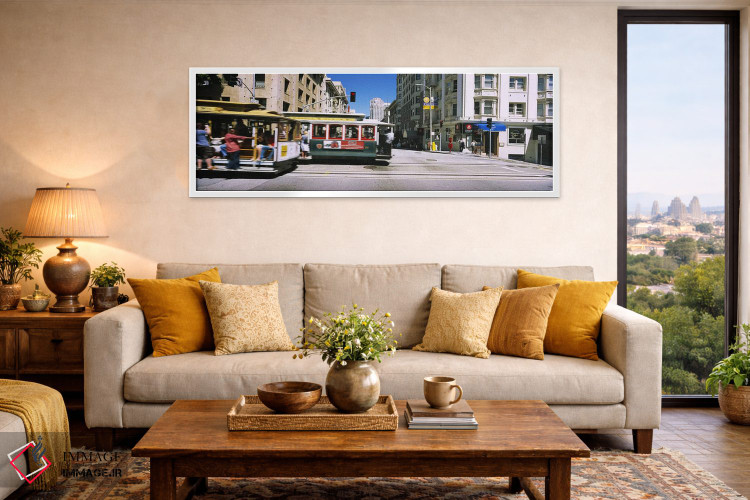 تابلو دکوراتیو Downtown, San Francisco, California, USA,دو واگن کابلی… اثر پانورامیک ایمجز - D5W