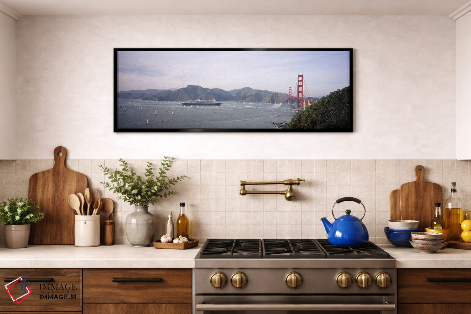 تابلو دکوراتیو RMS Queen Mary 2, Golden Gate Bridge, San Francisco, Ca… اثر پانورامیک ایمجز - D3B