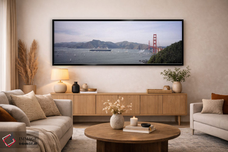 تابلو دکوراتیو RMS Queen Mary 2, Golden Gate Bridge, San Francisco, Ca… اثر پانورامیک ایمجز - D6B