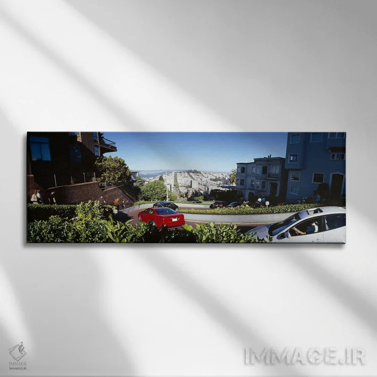 تابلو دکوراتیو Lombard Street, San Francisco, California, USA,اتومبیل… اثر پانورامیک ایمجز - نمای روبهرو روی دیوار