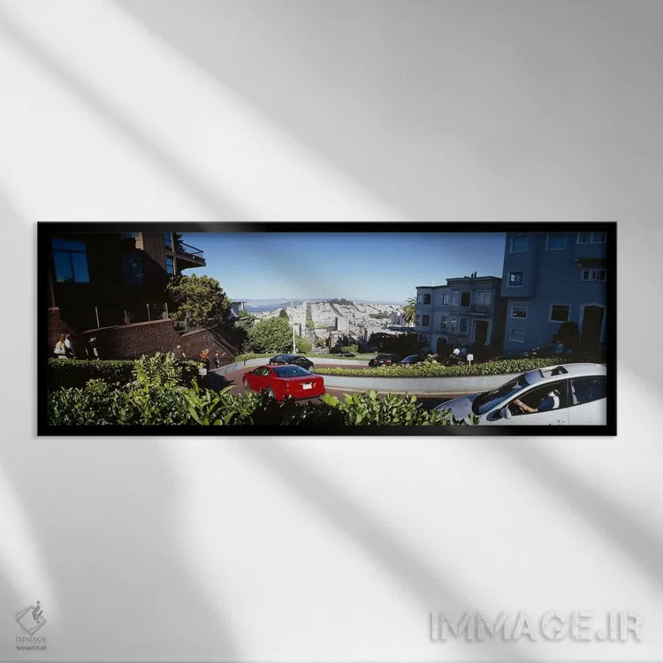 تابلو دکوراتیو Lombard Street, San Francisco, California, USA,اتومبیل… اثر پانورامیک ایمجز - نمای قابدار مشکی