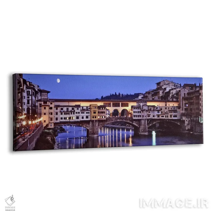 تابلو دکوراتیو Florence, Tuscany, Italy,پل وکیو در شب، فلورانس، توسکان… اثر پانورامیک ایمجز - نمای پرسپکتیو محصول