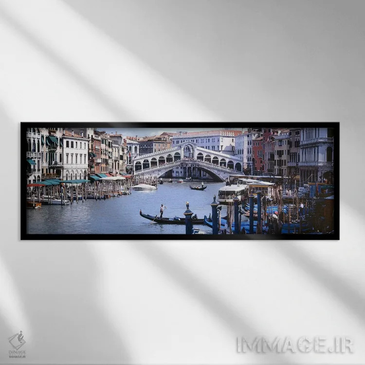 تابلو دکوراتیو Grand Canal, Venice, Veneto, Italy,پل ریالتو، گراند کان… اثر پانورامیک ایمجز - نمای قابدار مشکی