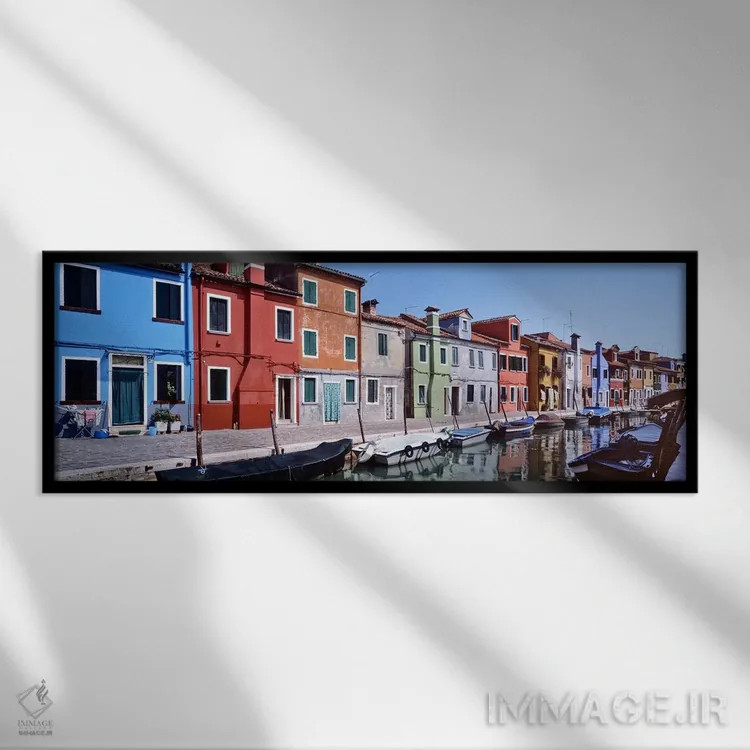 تابلو دکوراتیو Burano, Venetian Lagoon, Venice, Italy,خانه ها در کنار… اثر پانورامیک ایمجز - نمای قابدار مشکی