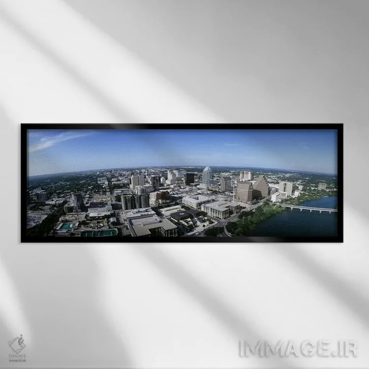 تابلو دکوراتیو Travis County, Texas, USA,نمای هوایی از شهر، آستین، شهر… اثر پانورامیک ایمجز - نمای قابدار مشکی