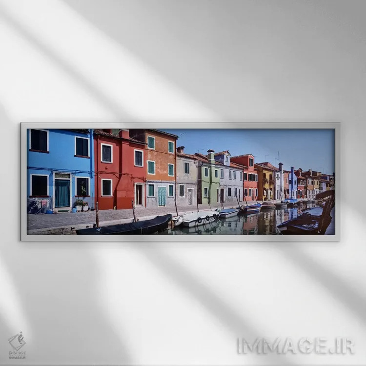 تابلو دکوراتیو Burano, Venetian Lagoon, Venice, Italy,خانه ها در کنار… اثر پانورامیک ایمجز - نمای قابدار سفید