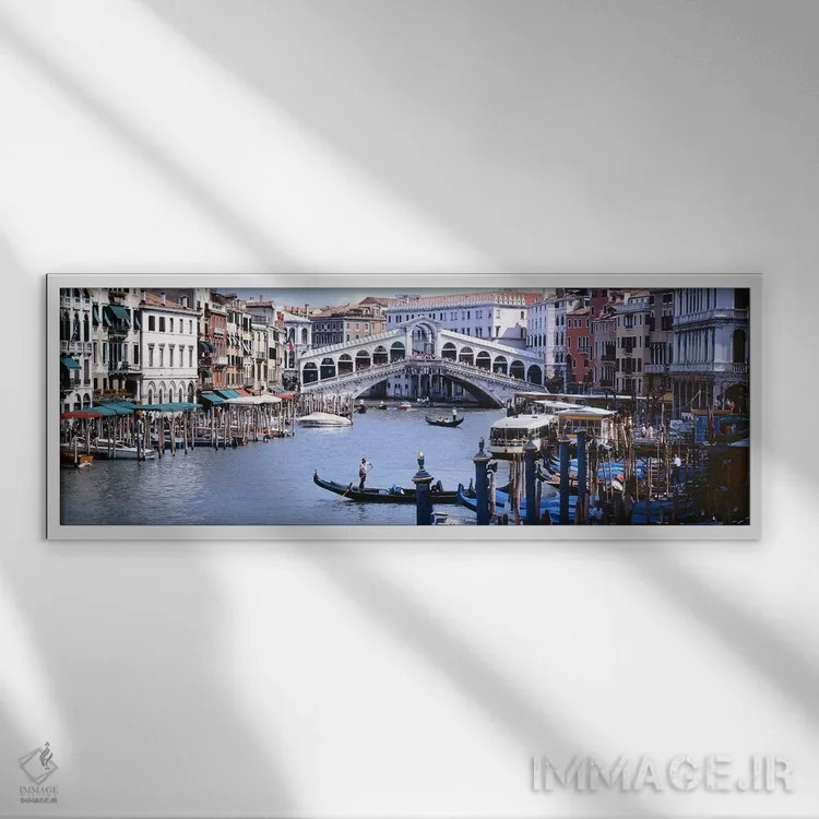 تابلو دکوراتیو Grand Canal, Venice, Veneto, Italy,پل ریالتو، گراند کان… اثر پانورامیک ایمجز - نمای قابدار سفید