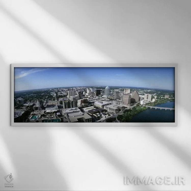 تابلو دکوراتیو Travis County, Texas, USA,نمای هوایی از شهر، آستین، شهر… اثر پانورامیک ایمجز - نمای قابدار سفید