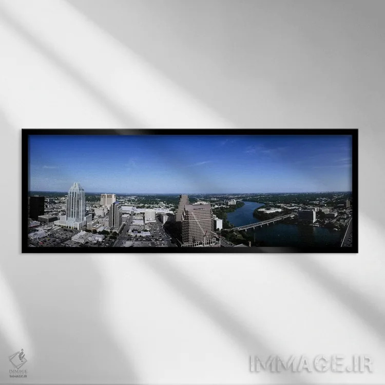 تابلو دکوراتیو Travis County, Texas, USA,نمای هوایی از شهر، آستین، شهر… اثر پانورامیک ایمجز - نمای قابدار مشکی