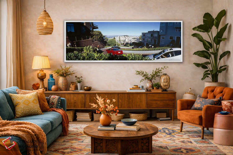 تابلو دکوراتیو Lombard Street, San Francisco, California, USA,اتومبیل… اثر پانورامیک ایمجز - D1W