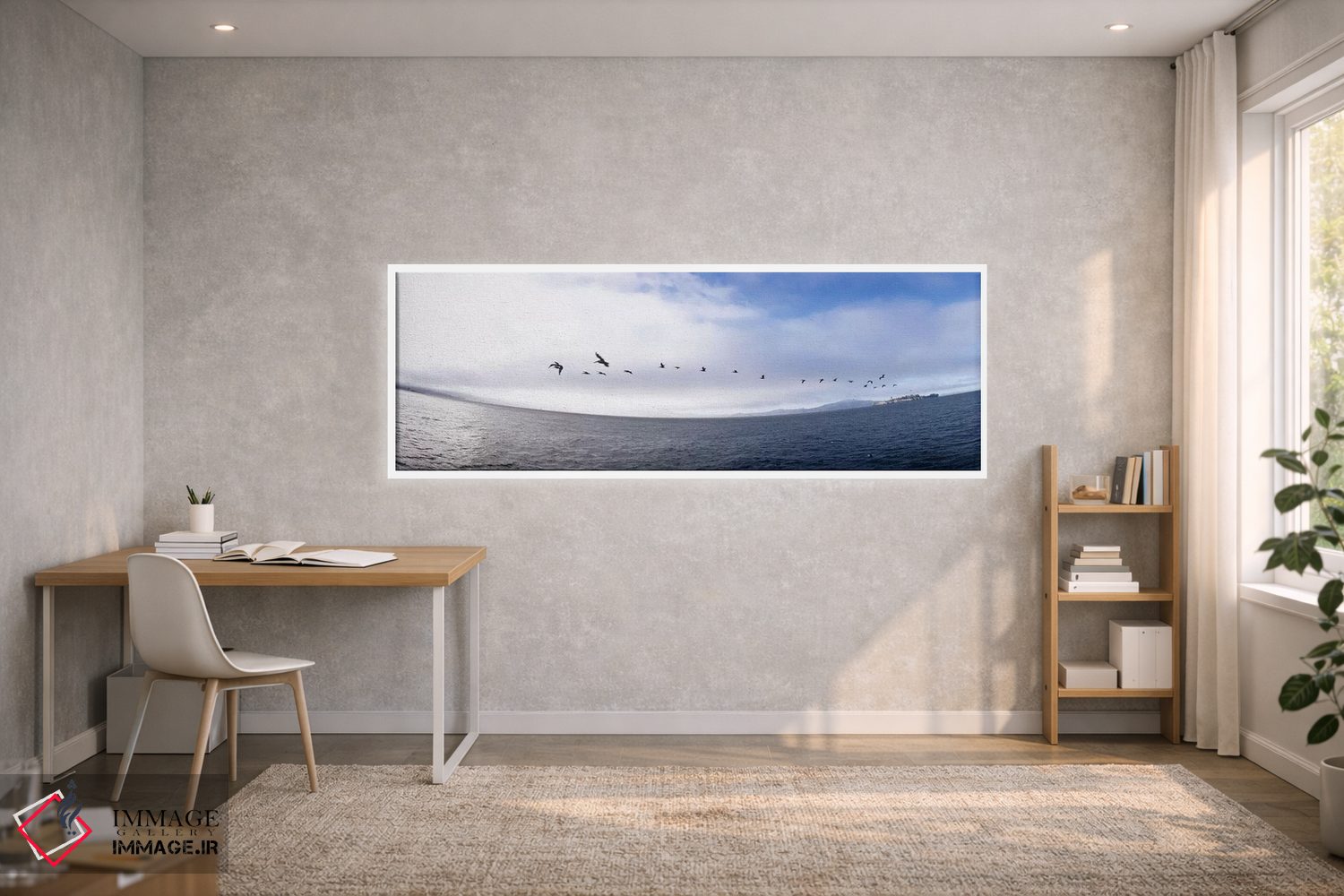 تابلو دکوراتیو Alcatraz, San Francisco, California, USA,پلیکان ها در ح… اثر پانورامیک ایمجز - D1W