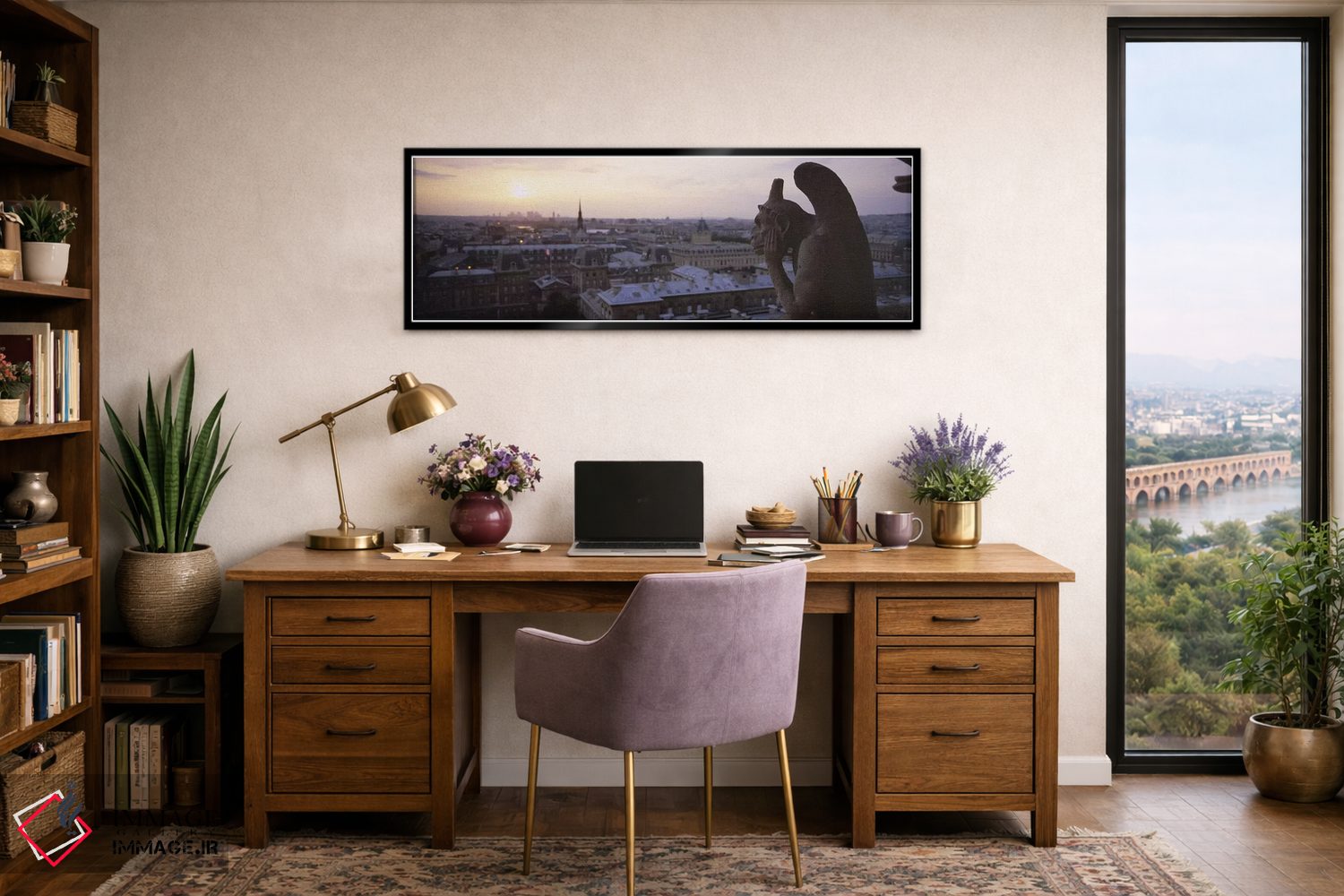 تابلو دکوراتیو Notre Dame, Paris, Ile-De-France, France,مجسمه کیمرا با… اثر پانورامیک ایمجز - D2B