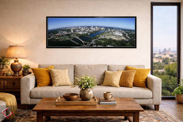 تابلو دکوراتیو Travis County, Texas, USA,نمای هوایی از شهر، آستین، شهر… اثر پانورامیک ایمجز - D6B