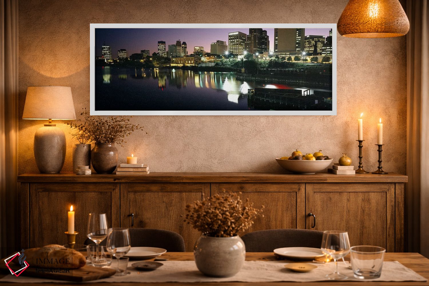 تابلو دکوراتیو New Jersey, USA,شهر روشن در شب، نیوآرک، نیوجرسی، آمریکا اثر پانورامیک ایمجز - D1W