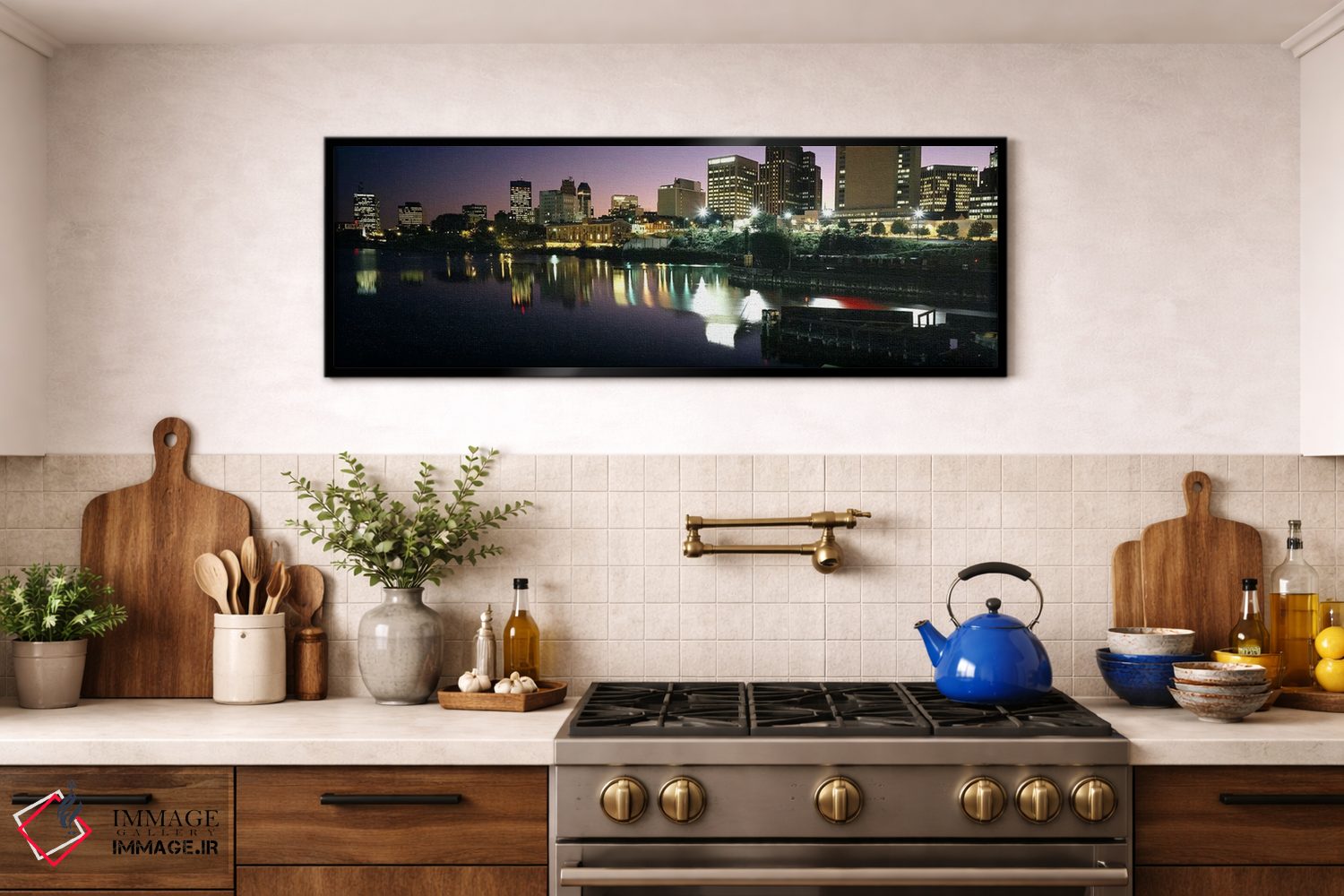 تابلو دکوراتیو New Jersey, USA,شهر روشن در شب، نیوآرک، نیوجرسی، آمریکا اثر پانورامیک ایمجز - D3B