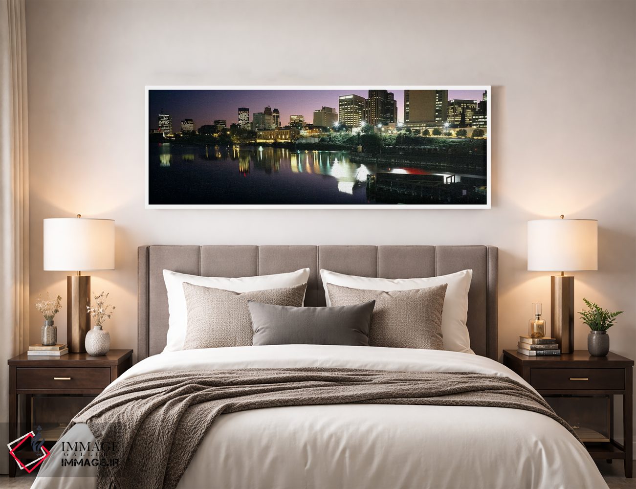 تابلو دکوراتیو New Jersey, USA,شهر روشن در شب، نیوآرک، نیوجرسی، آمریکا اثر پانورامیک ایمجز - D4W