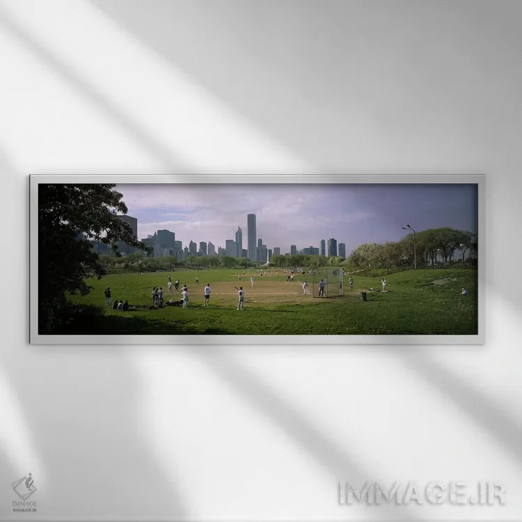 تابلو دکوراتیو Grant Park, Chicago, Cook County, Illinois, USA,گروهی د… اثر پانورامیک ایمجز - نمای قابدار سفید