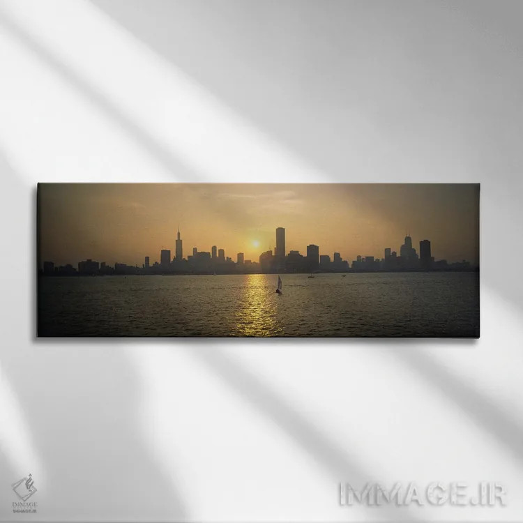 تابلو دکوراتیو Chicago, Cook County, Illinois, USA,سایه آسمان خراش ها… اثر پانورامیک ایمجز - نمای روبهرو روی دیوار