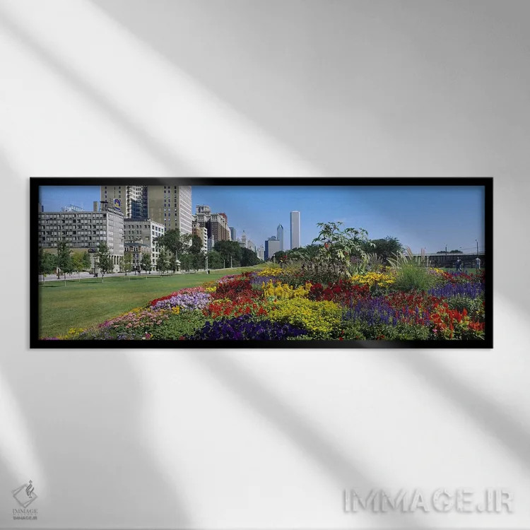 تابلو دکوراتیو Welcome Garden, Grant Park, Michigan Avenue, Roosevelt… اثر پانورامیک ایمجز - نمای قابدار مشکی