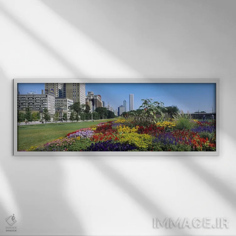 تابلو دکوراتیو Welcome Garden, Grant Park, Michigan Avenue, Roosevelt… اثر پانورامیک ایمجز - نمای قابدار سفید