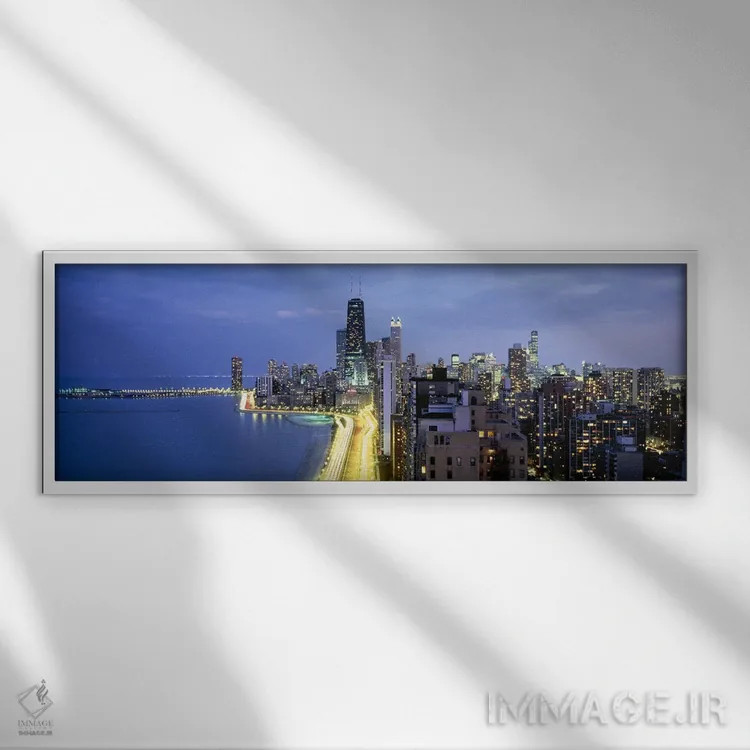 تابلو دکوراتیو Lake Shore Drive, Chicago, Cook County, Illinois, USA,آ… اثر پانورامیک ایمجز - نمای قابدار سفید