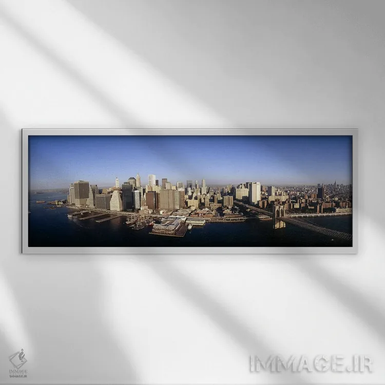 تابلو دکوراتیو Manhattan, New York City, New York State, USA,نمای هوای… اثر پانورامیک ایمجز - نمای قابدار سفید