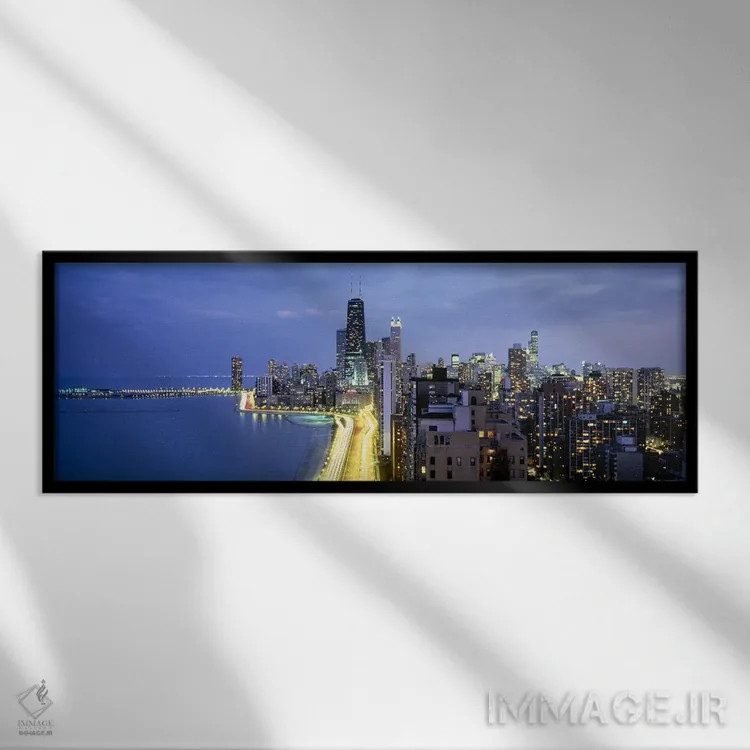 تابلو دکوراتیو Lake Shore Drive, Chicago, Cook County, Illinois, USA,آ… اثر پانورامیک ایمجز - نمای قابدار مشکی