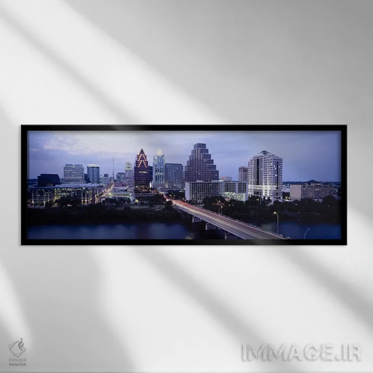 تابلو دکوراتیو Town Lake, Colorado River, Austin, Texas, USA,پل روی در… اثر پانورامیک ایمجز - نمای قابدار مشکی