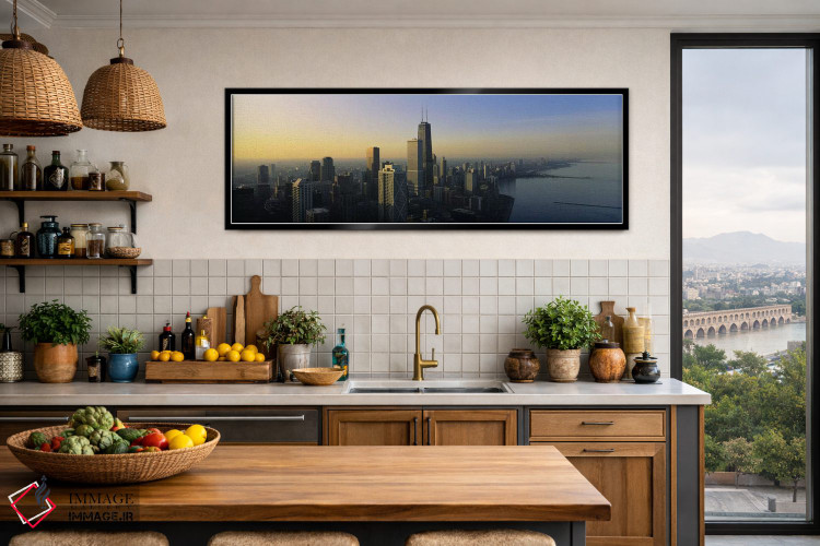 تابلو دکوراتیو Chicago, Cook County, Illinois, USA,ساختمان ها کنار آب… اثر پانورامیک ایمجز - D3B