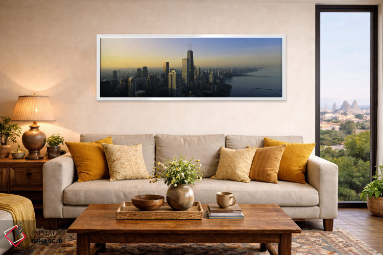 تابلو دکوراتیو Chicago, Cook County, Illinois, USA,ساختمان ها کنار آب… اثر پانورامیک ایمجز - D4W