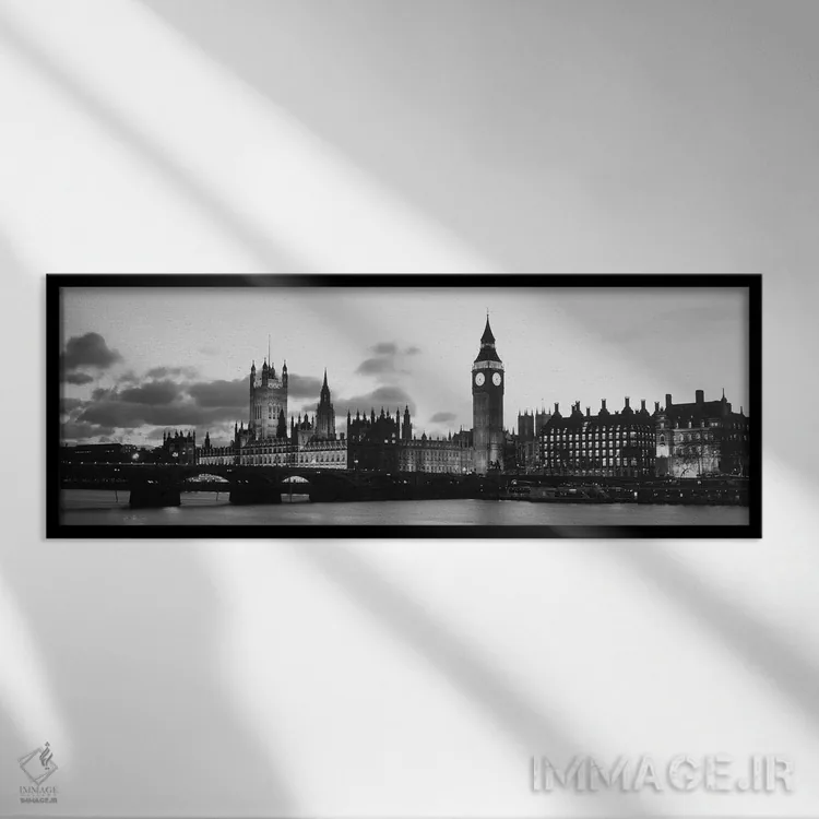 تابلو دکوراتیو Big Ben, Houses of Parliament, Thames River, City of We… اثر پانورامیک ایمجز - نمای قابدار مشکی