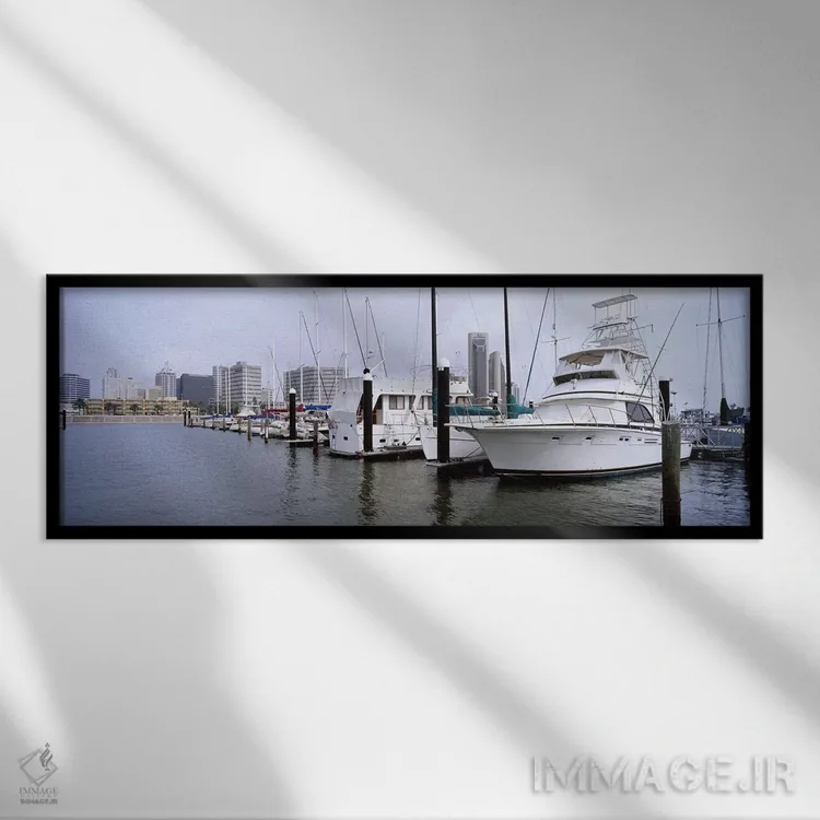 تابلو دکوراتیو Corpus Christi, Texas, USA,قایق های بادبانی در بندر با… اثر پانورامیک ایمجز - نمای قابدار مشکی