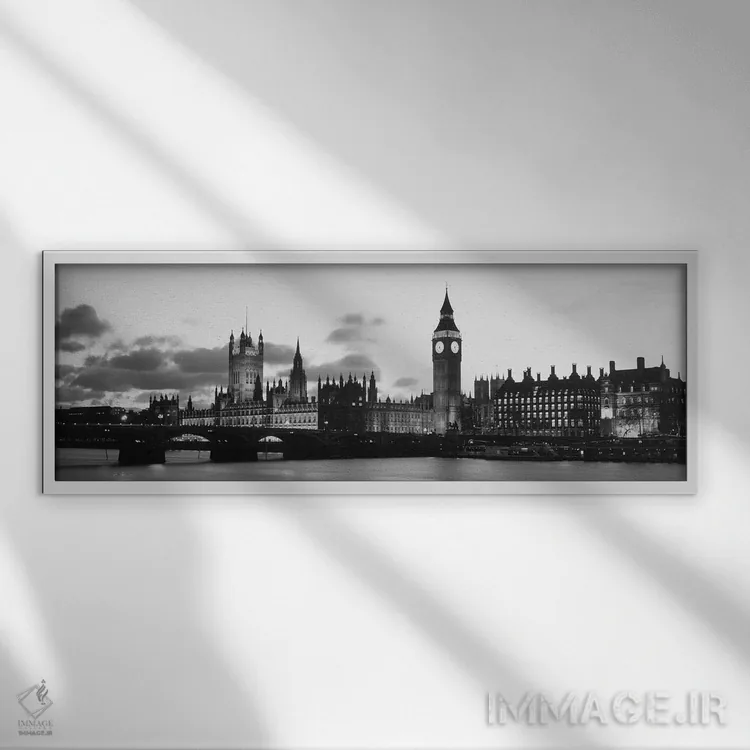تابلو دکوراتیو Big Ben, Houses of Parliament, Thames River, City of We… اثر پانورامیک ایمجز - نمای قابدار سفید