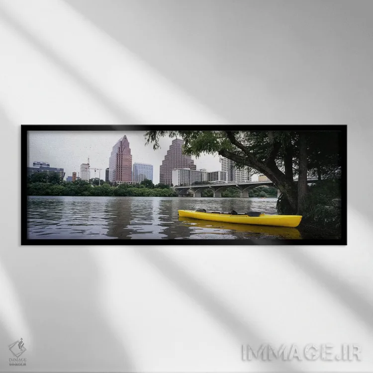 تابلو دکوراتیو Colorado River, Austin, Travis County, Texas, USA,کایاک… اثر پانورامیک ایمجز - نمای قابدار مشکی