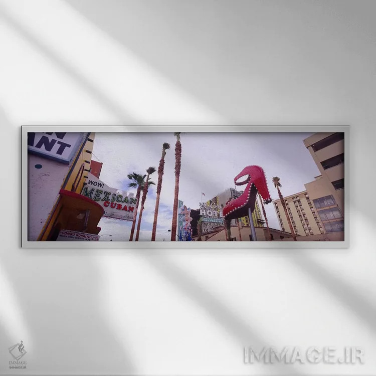 تابلو دکوراتیو Fremont Street, Las Vegas, Clark County, Nevada, USA,نم… اثر پانورامیک ایمجز - نمای قابدار سفید