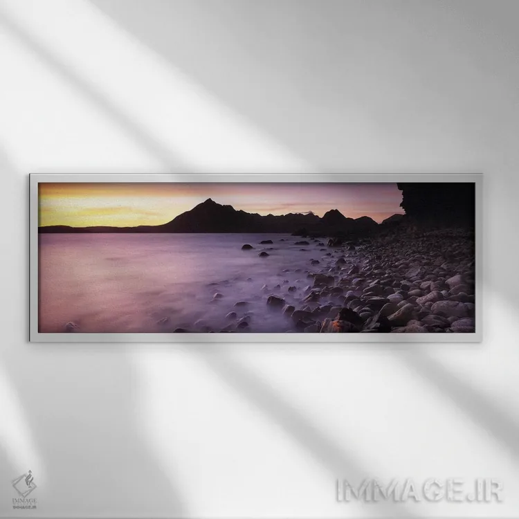 تابلو دکوراتیو Isle Of Skye, Highlands, Scotland,تصویر سیلوئت رشته کوه… اثر پانورامیک ایمجز - نمای قابدار سفید