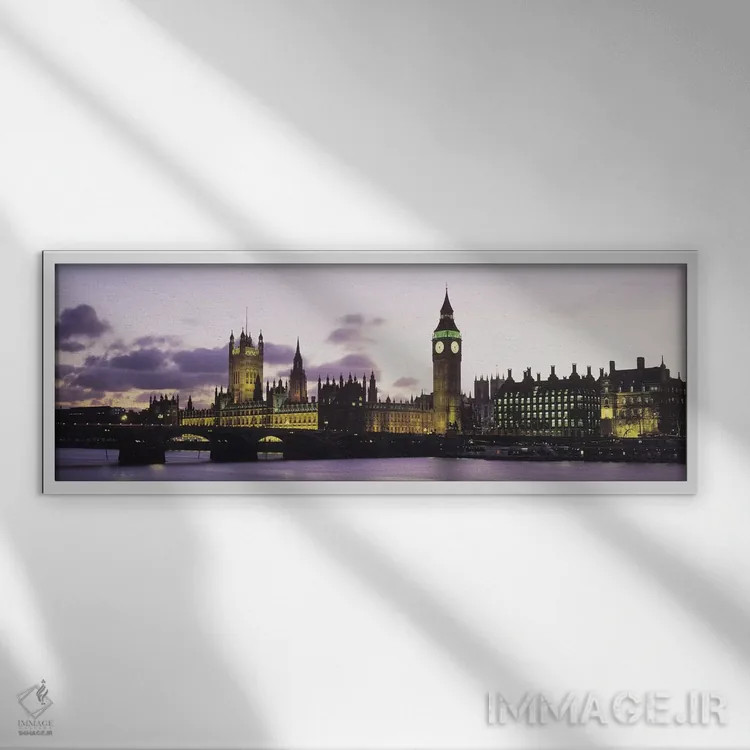تابلو دکوراتیو Houses of Parliament, Thames River, City of Westminster… اثر پانورامیک ایمجز - نمای قابدار سفید