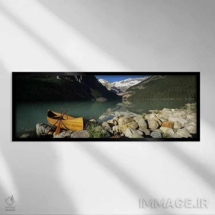 تابلو دکوراتیو Lake Louise, Banff National Park, Alberta, Canada,قایق… اثر پانورامیک ایمجز - نمای قابدار مشکی
