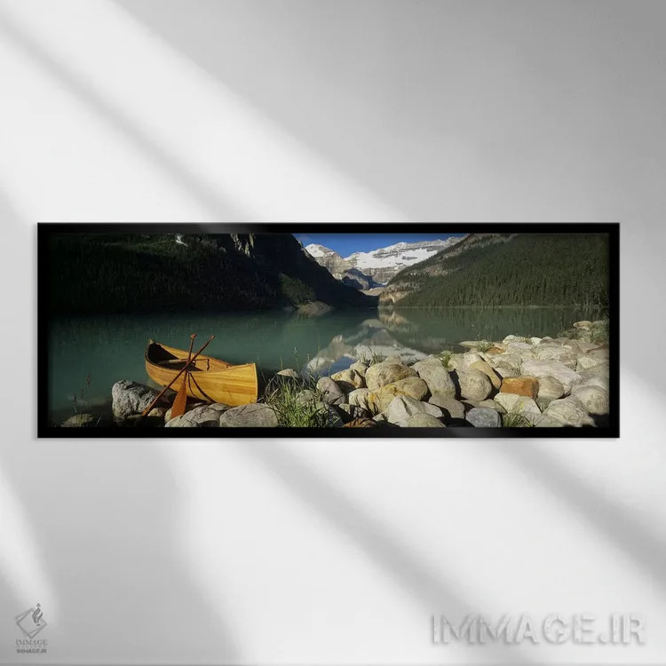 تابلو دکوراتیو Lake Louise, Banff National Park, Alberta, Canada,قایق… اثر پانورامیک ایمجز - نمای قابدار مشکی