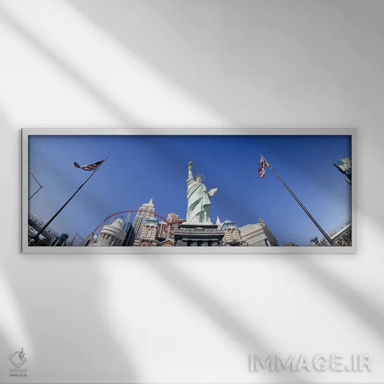 تابلو دکوراتیو Replica Statue Of Liberty, Las Vegas, Clark County, Nev… اثر پانورامیک ایمجز - نمای قابدار سفید